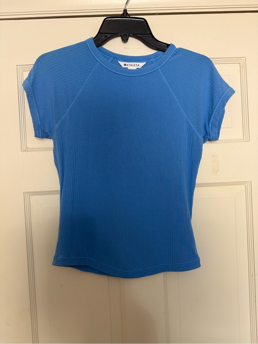 Athleta Blue Ribbed Short Sleeve Top - S